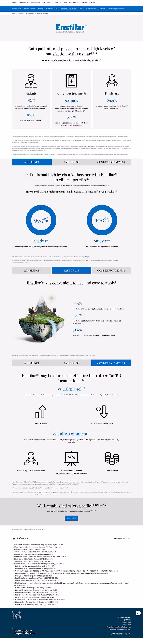 Web design – treatment satisfaction page